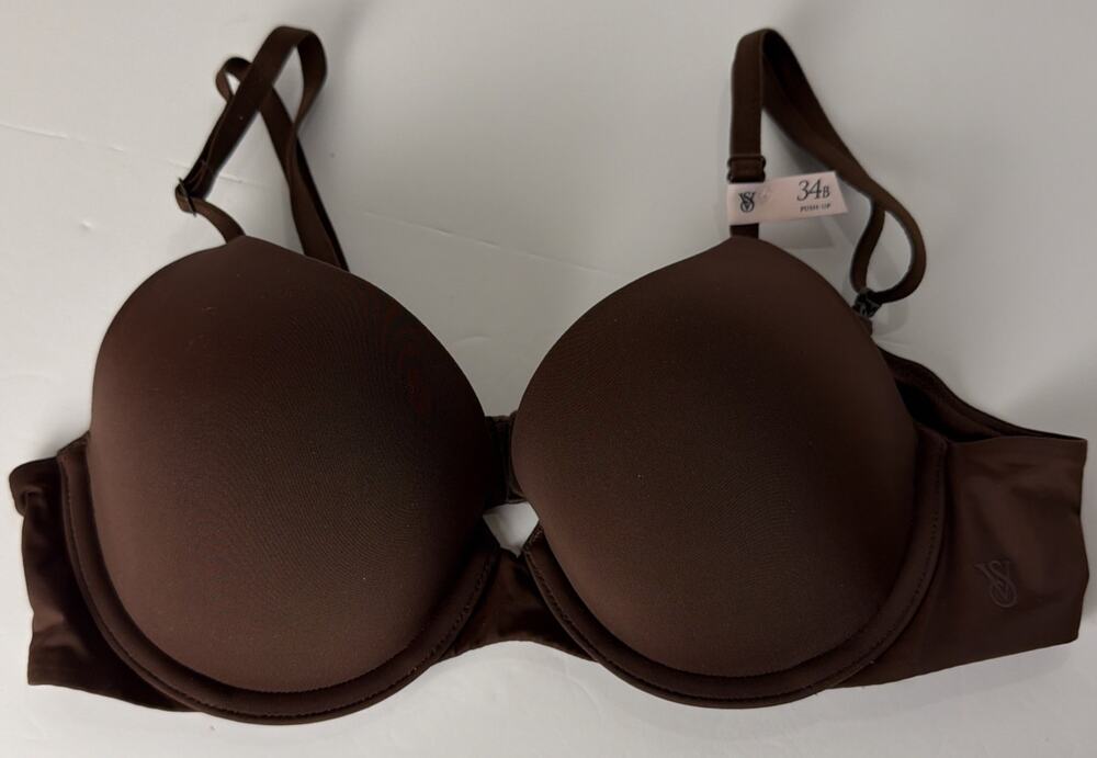 Victoria Secret Perfect Shape Bra 34B Dark Brown Padded T-Shirt Smooth NWT